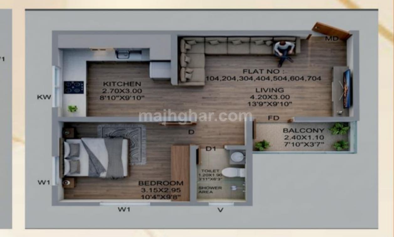 1bhk new flat in sai avenue kiwale